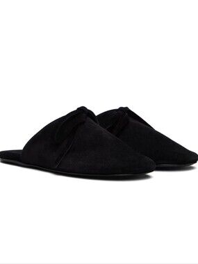 Marie Adam-Leenaerdt Black Bow Suede Slippers (FR 40 ITL 39) New